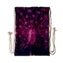 Peacock Pink Black Feather Abstract Drawstring Bag (Small) View2