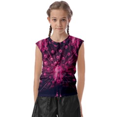 Peacock Pink Black Feather Abstract Kids  Raglan Cap Sleeve Tee by Wav3s