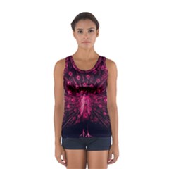 Peacock Pink Black Feather Abstract Sport Tank Top  by Wav3s