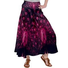 Peacock Pink Black Feather Abstract Women s Satin Palazzo Pants by Wav3s