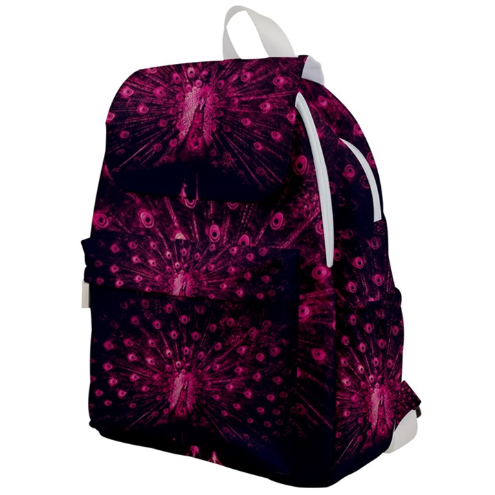 Peacock Pink Black Feather Abstract Top Flap Backpack