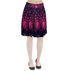 Peacock Pink Black Feather Abstract Pleated Skirt by Wav3s