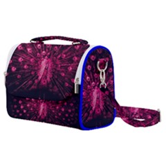 Peacock Pink Black Feather Abstract Satchel Shoulder Bag by Wav3s