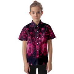 Peacock Pink Black Feather Abstract Kids  Short Sleeve Shirt by Wav3s