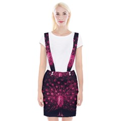 Peacock Pink Black Feather Abstract Braces Suspender Skirt by Wav3s