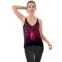 Peacock Pink Black Feather Abstract Chiffon Cami by Wav3s