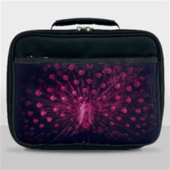 Peacock Pink Black Feather Abstract Lunch Bag by Wav3s