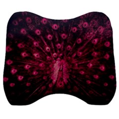 Peacock Pink Black Feather Abstract Velour Head Support Cushion by Wav3s