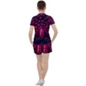 Peacock Pink Black Feather Abstract Women s Tee and Shorts Set View2