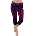 Peacock Pink Black Feather Abstract Lightweight Velour Capri Yoga Leggings View1