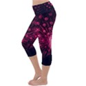 Peacock Pink Black Feather Abstract Lightweight Velour Capri Yoga Leggings View2