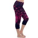 Peacock Pink Black Feather Abstract Lightweight Velour Capri Yoga Leggings View3