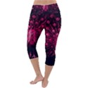 Peacock Pink Black Feather Abstract Lightweight Velour Capri Yoga Leggings View4