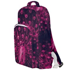 Peacock Pink Black Feather Abstract Double Compartment Backpack by Wav3s