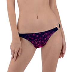 Peacock Pink Black Feather Abstract Ring Detail Bikini Bottoms by Wav3s