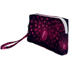 Peacock Pink Black Feather Abstract Wristlet Pouch Bag (small) by Wav3s