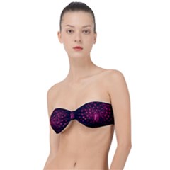 Peacock Pink Black Feather Abstract Classic Bandeau Bikini Top  by Wav3s