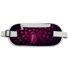 Peacock Pink Black Feather Abstract Rounded Waist Pouch by Wav3s