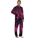 Peacock Pink Black Feather Abstract Men s Long Sleeve Velvet Pocket Pajamas Set View2