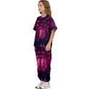 Peacock Pink Black Feather Abstract Kids  Tee and Pants Sports Set View2