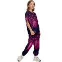 Peacock Pink Black Feather Abstract Kids  Tee and Pants Sports Set View3