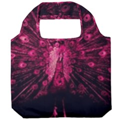 Peacock Pink Black Feather Abstract Foldable Grocery Recycle Bag by Wav3s