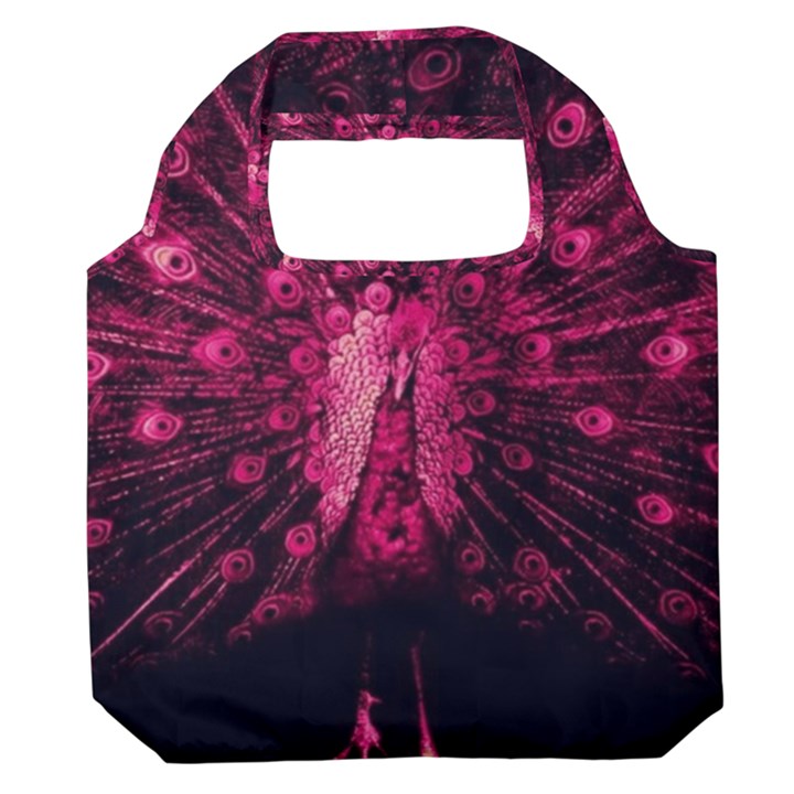 Peacock Pink Black Feather Abstract Premium Foldable Grocery Recycle Bag