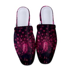 Peacock Pink Black Feather Abstract Women s Classic Backless Heels