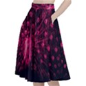 Peacock Pink Black Feather Abstract A-Line Full Circle Midi Skirt With Pocket View2