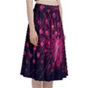 Peacock Pink Black Feather Abstract A-Line Full Circle Midi Skirt With Pocket View3