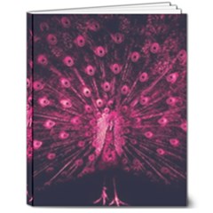 Peacock Pink Black Feather Abstract 8  X 10  Softcover Notebook by Wav3s