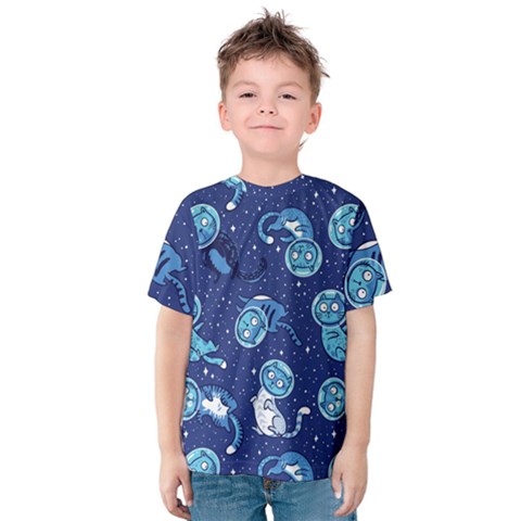 Cat Spacesuit Space Suit Astronaut Pattern Kids  Cotton Tee by Wav3s