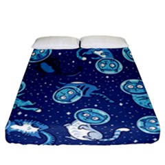 Cat Spacesuit Space Suit Astronaut Pattern Fitted Sheet (california King Size) by Wav3s