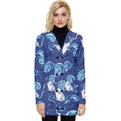 Cat Spacesuit Space Suit Astronaut Pattern Button Up Hooded Coat  by Wav3s