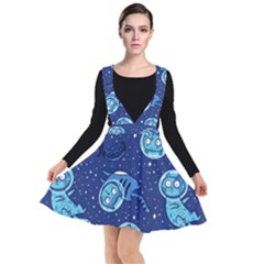 Cat Spacesuit Space Suit Astronaut Pattern Plunge Pinafore Dress by Wav3s