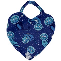 Cat Spacesuit Space Suit Astronaut Pattern Giant Heart Shaped Tote by Wav3s