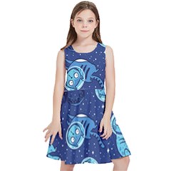 Cat Spacesuit Space Suit Astronaut Pattern Kids  Skater Dress by Wav3s