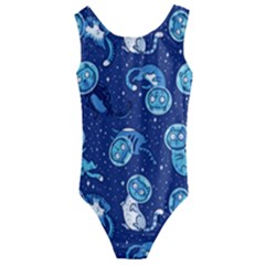 Cat Spacesuit Space Suit Astronaut Pattern Kids  Cut-out Back One Piece Swimsuit