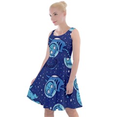 Cat Spacesuit Space Suit Astronaut Pattern Knee Length Skater Dress by Wav3s