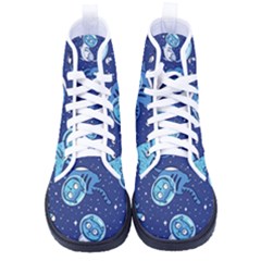 Cat Spacesuit Space Suit Astronaut Pattern Men s High-top Canvas Sneakers by Wav3s