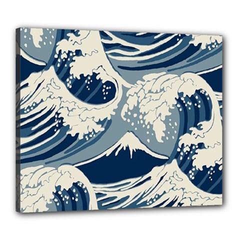 Japanese Wave Pattern Canvas 24  X 20  (stretched) by Wav3s