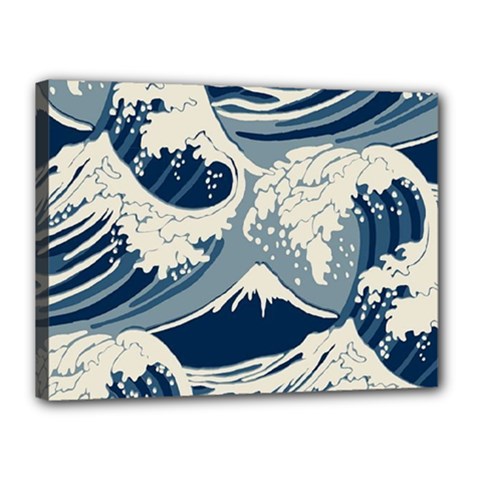 Japanese Wave Pattern Canvas 16  X 12  (stretched) by Wav3s