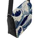 Japanese Wave Pattern Flap Closure Messenger Bag (L) View2