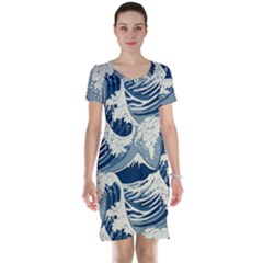 Japanese Wave Pattern Short Sleeve Nightdress by Wav3s