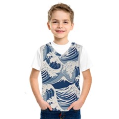 Japanese Wave Pattern Kids  Basketball Tank Top by Wav3s