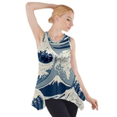 Japanese Wave Pattern Side Drop Tank Tunic by Wav3s