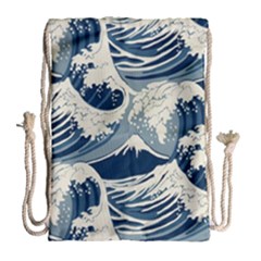 Japanese Wave Pattern Drawstring Bag (large) by Wav3s