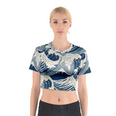 Japanese Wave Pattern Cotton Crop Top by Wav3s