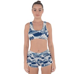 Japanese Wave Pattern Racerback Boyleg Bikini Set by Wav3s