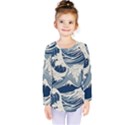 Japanese Wave Pattern Kids  Long Sleeve Tee View1